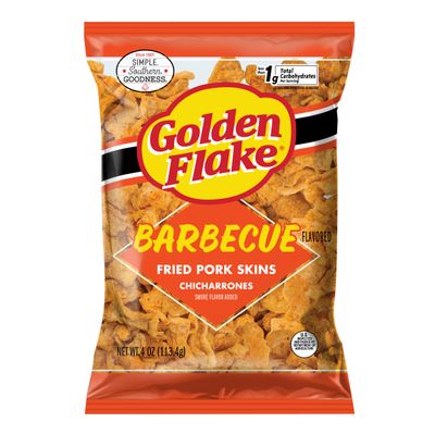 Golden Flake BBQ Pork Rinds, 4 oz Bags (Pack of 12) Crunchy Barbecue Pork Skins Gluten-Free, Low Carb, Keto Snack Southern-Style Bold BBQ Flavor
