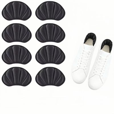 Geettcaifu Back of Heel Cushion Inserts, Mesh Self-Adhesive Grips Pads, Reusable Adhesive Heel Guards Liners for Boots, Loose Shoes Too Big, Improve Shoe Fit for Women Men 8 Pcs - Black