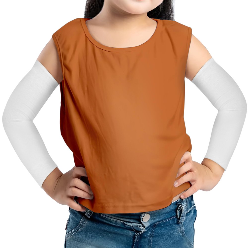 Soothems Eczema Treatment Arms and Knees Sleeves for Kids - Itch Relief Cooling Elbow and Leg Wraps for Psoriasis - Unisex White - Circumference <10.5, 9.8"