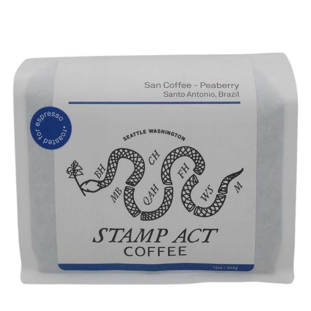 San Coffee Peaberry - Brazil - Roasted by Stamp Act - Whole Bean Coffee - 2 Pound Bag
