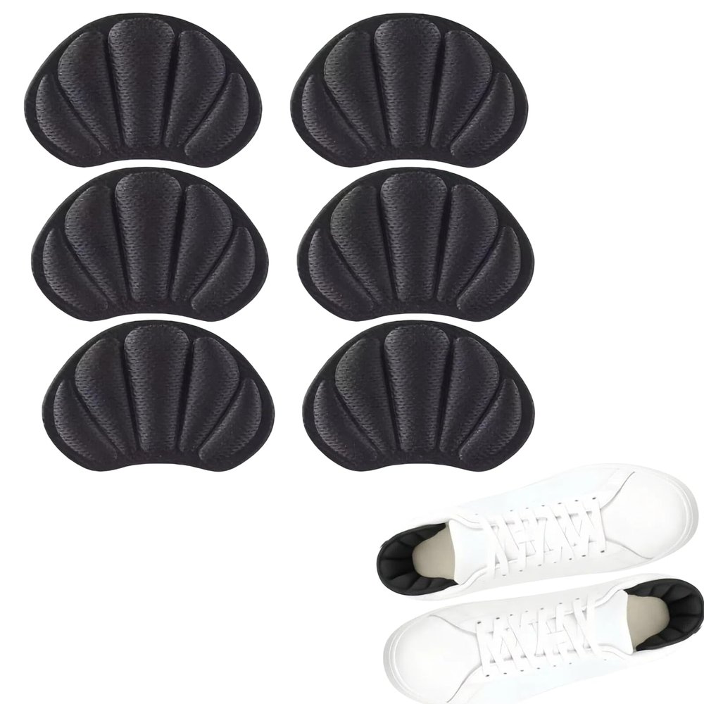 Geettcaifu Back of Heel Cushion Inserts, Mesh Self-Adhesive Grips Pads, Reusable Adhesive Heel Guards Liners for Boots, Loose Shoes Too Big, Improve Shoe Fit for Women Men 6 Pcs - Black