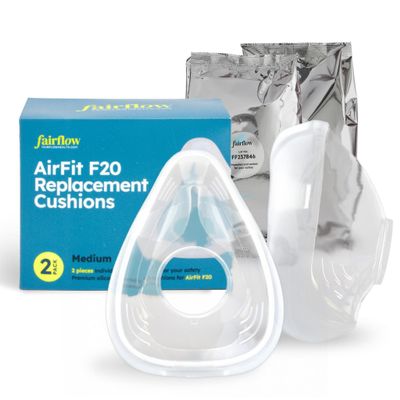AirFit F20 Medium Replacement Cushion by Fairflow - Compatible with ResMed Airfit F20 Mask - FSA/HSA Eligible -Platinum-Cured Premium Silicone Cushion for Soft, Leak-Free Seal- 2 Pack