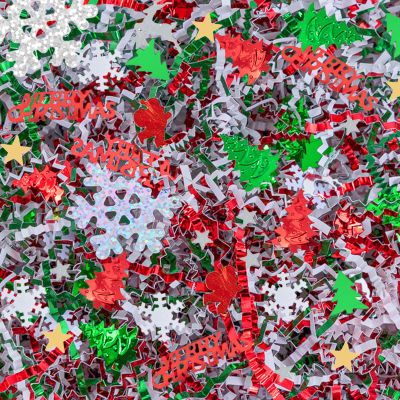 CIPOWM 16oz Christmas Crinkle Cut Paper Shred, 3 Colors Red Green White Paper Shred Filler with Christmas Confetti Shredded Paper Grass for Gift Wrapping Craft DIY Gift Bag Box Filling Party Supply