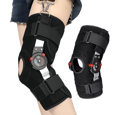 QUGURLID Hinged Knee Brace, Adjustable Post Op Knee Orthosis Immobiliser Leg Stabilizers for Meniscus Tear, Arthritis, ACL, PCL, Osteoarthritis (S)