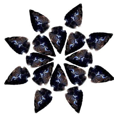 10-Piece Natural Obsidian Arrowhead Carvings Handcrafted Black Obsidian Arrowhead Sculptures for Healing, Protection, and Home Decor