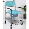 ZOCWJK Shower Chair with Wheels for Elderly, Height Adjustable Commode Chair Non-Slip Shower Chair Bedside Shower Chair with Armrest Backrest and Toilet, Supports Up to 3( view 3