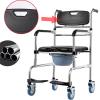 ZOCWJK Shower Chair with Wheels for Elderly, Height Adjustable Commode Chair Non-Slip Shower Chair Bedside Shower Chair with Armrest Backrest and Toilet, Supports Up to 3( view 4