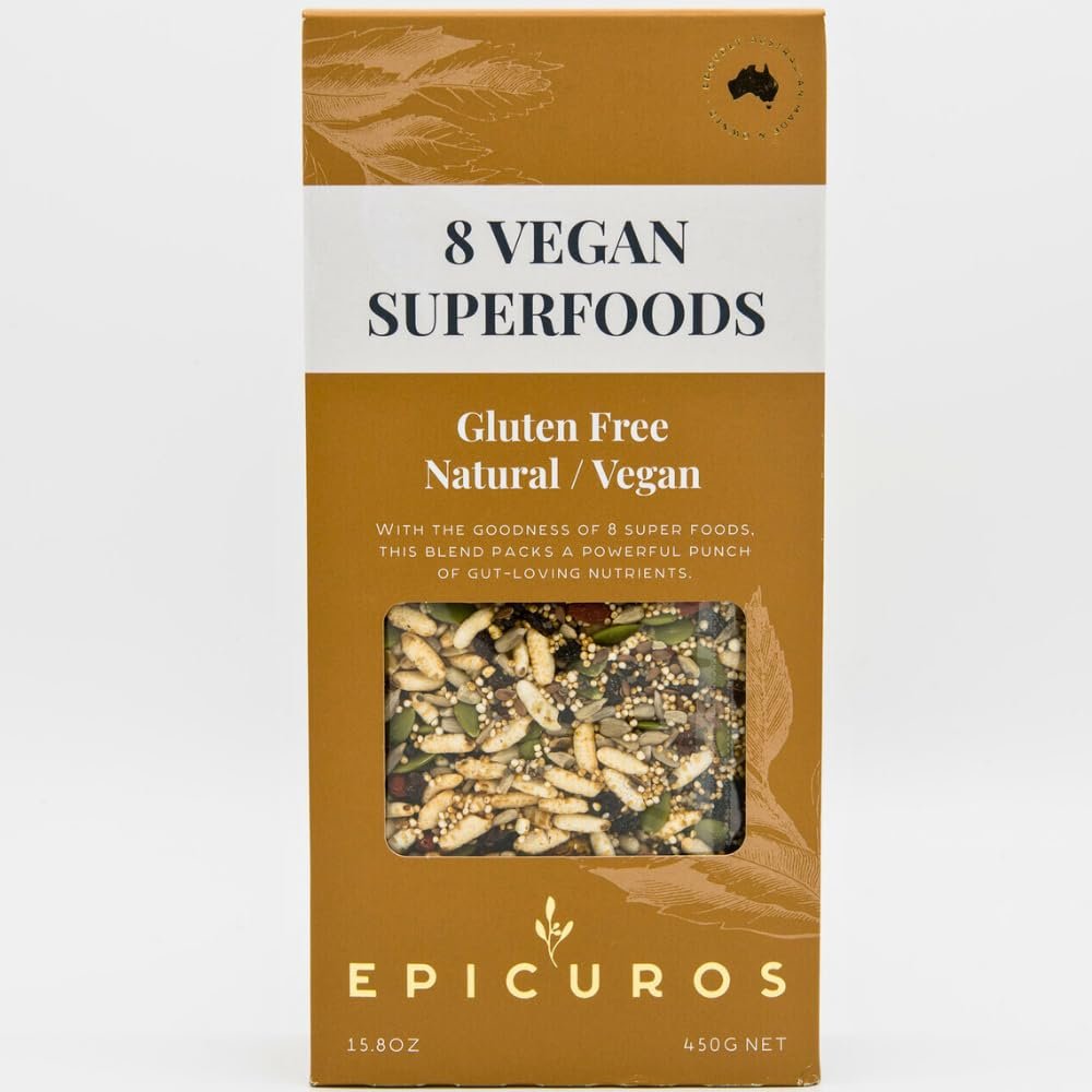 8 Vegan Superfoods Granola 120z Gluten-Free, Low Sugar Granola Mix High Protein, Healthy Low-Carb Cereal for Adults Perfect with Yogurt