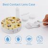 Meaudiwes Makeup Contact Lens Case Leak Proof Contact Lens Box Holder With Mirror Suitable For Daily Makeup Office Travel Outdoor Honey Bees Cute Gnome Sunflower Floral view 3