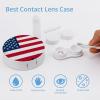 Meaudiwes Travel Contact Lens Box Contact Lens Case With Mirror Tweezers Remover Tool Suitable For Daily Makeup Office Travel Outdoor USA Flag Grunge Old American Flag view 3