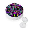 Meaudiwes Travel Contact Lens Box Contact Lens Case With Mirror Tweezers Remover Tool Suitable For Daily Makeup Office Travel Outdoor Neon Mushrooms Pattern Purple view 1