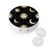 Daily Contact Lens Case Leak Proof Contact Lens Box Holder With Mirror Suitable For Daily Makeup Office Travel Outdoor Mystical Magical Cosmic Astrology Sun Crescent Moon Stars Gold Black Art view 1