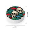 Cute Contact Lens Case Kit With Mirror Portable Soak Storage Kit Suitable For Daily Makeup Office Travel Outdoor Green Leaf Trippy Mushroom Eye Skull view 2