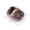 Pill Box 2 Compartment Metal Medicine Pill Organizer Corgi Dog on The Table Pill Case for Purse or Pocket Cute Mini Portable Pill Holder Travel Pill Container to Hold Supplements, Vitamins, Fish Oil view 2