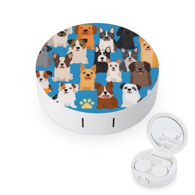 Meaudiwes Daily Contact Lens Case Leak Proof Contact Lens Box Holder With Mirror Suitable For Daily Makeup Office Travel Outdoor Cute Puppy Dog