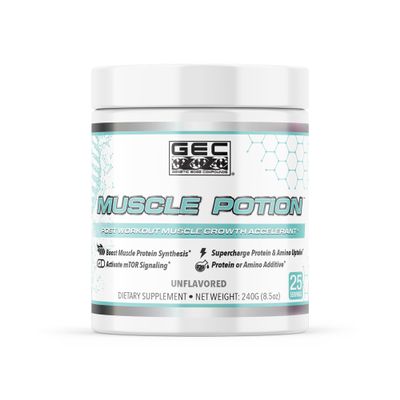 GEC Muscle Potion Creatine Monohydrate Powder (25 Servings) Post Workout Muscle Growth Supplement with 5000mg Creatine, 2500mg L-Leucine & 2000mg Velositol Unflavored, Muscle Recovery & Strength