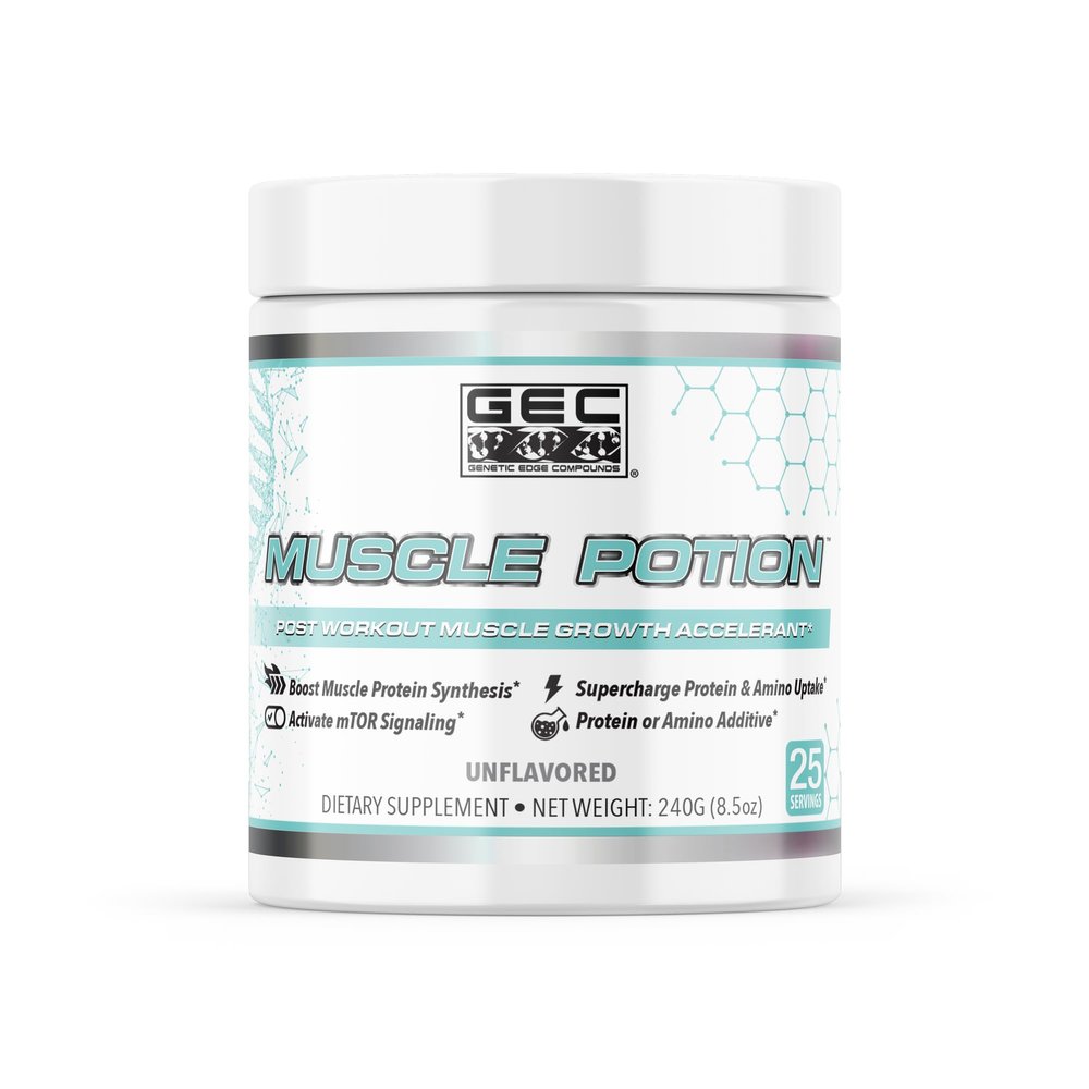 GEC Muscle Potion Creatine Monohydrate Powder (25 Servings) Post Workout Muscle Growth Supplement with 5000mg Creatine, 2500mg L-Leucine & 2000mg Velositol Unflavored, Muscle Recovery & Strength