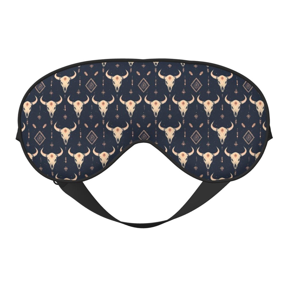Eye Sleep Mask for Women Men - Comfy Adjustable Sheep Skull Navy Blue Print Buckle Travel Eye Masks for Sleep Mask Blackout, Sleeping Blindfolds for Women Men, Funny Blindfolds for Party Games
