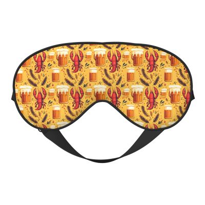 Eye Sleep Mask for Women Men - Comfy Adjustable Cartoon Lobster Beer Print Buckle Travel Eye Masks for Sleep Mask Blackout, Sleeping Blindfolds for Women Men, Funny Blindfolds for Party Games