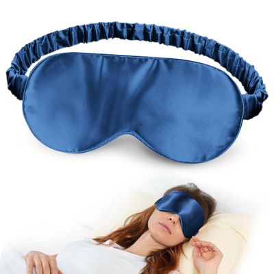 SilkDream 100% Mulberry Silk Sleep Mask Eye Mask for Sleeping 22 Momme Nature 6A Real Silk Gifts for Women&Men Blue