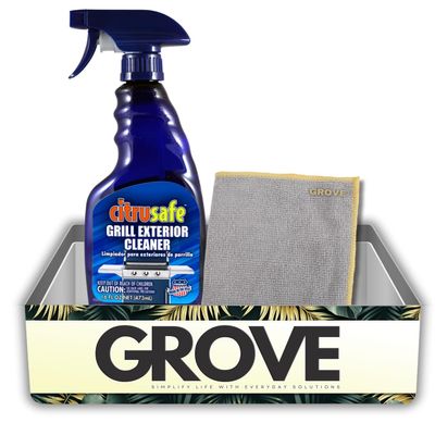 Citrusafe Grill Exterior Cleaner 16 oz Liquid Bundle with Microfiber Cloth Powerful BBQ Grill Cleaner for Outdoor Grills, Removes Grease & Residue Gift Set (2 Items)