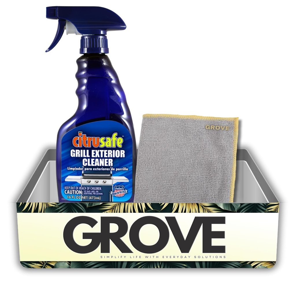 Citrusafe Grill Exterior Cleaner 16 oz Liquid Bundle with Microfiber Cloth Powerful BBQ Grill Cleaner for Outdoor Grills, Removes Grease & Residue Gift Set (2 Items)
