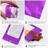 100 Pack Resealable Plastic Bags for Food Storage, Zipper Bags with Clear Front Window, Packaging Pouch for Small Business (Purple, 5.1x8.3 inch) view 2