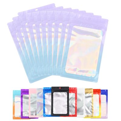 100 Pack Resealable Plastic Bags for Food Storage, Zipper Bags with Clear Front Window, Packaging Pouch for Small Business (Pink & Blue, 4.1x5.9 inch)