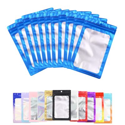 100 Pack Resealable Plastic Bags for Food Storage, Zipper Bags with Clear Front Window, Packaging Pouch for Small Business (Blue, 2.9x4.7 inch)