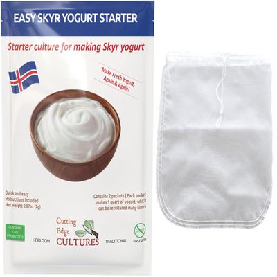 Easy Skyr Yogurt Starter by Cutting Edge Cultures Creamy, Healthy, Homemade Yogurt in Just 24 Hours No Yogurt Maker Neccessary Heirloom Traditional Non GMO No Additives Or Preservatives Keto & Low Carb Friendly Super Gut Promoting 2 Packets for 1 Qua