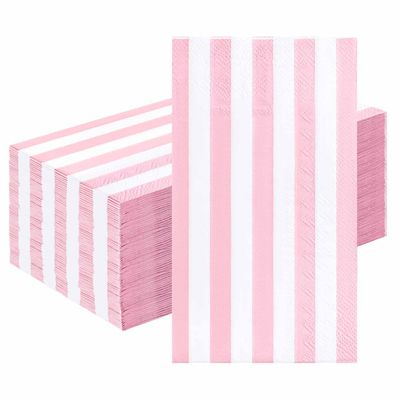 HEIPINIUYE 25 Pieces 3-ply Striped Paper Napkins Light Pink and White Guest Towels Disposable Hand Towels for Bathroom Wedding Birthday Baby Shower Dinner Napkins Disposable