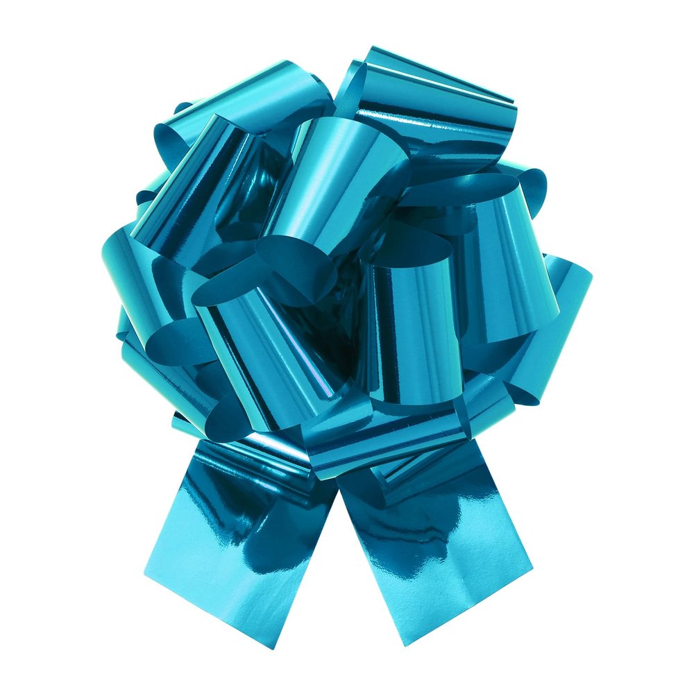MECCANIXITY 12 Inch Metallic Large Big Pull Bow Gift Wrapping Bows Ribbon for Wedding Car Baskets Presents Christmas Bow, Light Blue