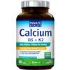 Innate Vitality Calcium Supplement, 1200 mg High Potency with 5000 IU Vitamin D3 & K2 MK7, Enhanced Absorption, for Bone Density, Strength & Immunity, Non-GMO, Easy to Swallow, 60 Tablets view 1