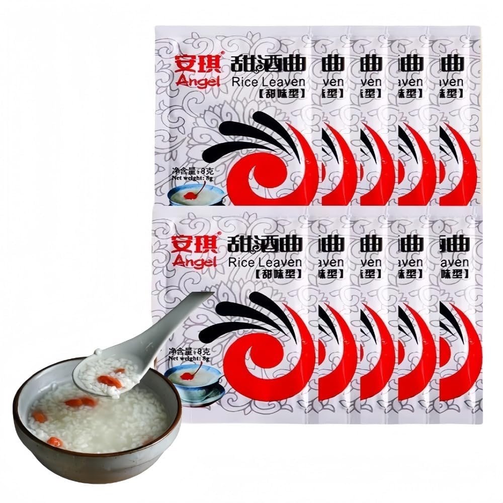 Angel Sweet Qu,Rice Wine Leaven,Traditional Chinese sweet wine fermentation, Glutinous rice fermentationHomemade Fermented Dessert, (8g * 10 packs) 2.82oz