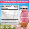 L-Lysine Monolaurin Gummies, Monolaurin and Lysine 1000mg Supplement for Adults & Kids, with Vitamin C, Zinc, Selenium & Quercetin, Immune & Overall support, Oral & Lip Health, Peach Flavor, 60 Ct view 2