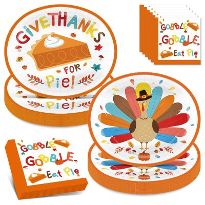 100Count Thanksgiving Oval Paper Plates and Napkins Sets -10" x 12" Heavy Duty Party Plates and 6.5'' Napkins for Thanksgiving Party