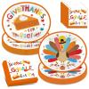 100Count Thanksgiving Oval Paper Plates and Napkins Sets -10" x 12" Heavy Duty Party Plates and 6.5'' Napkins for Thanksgiving Party view 1
