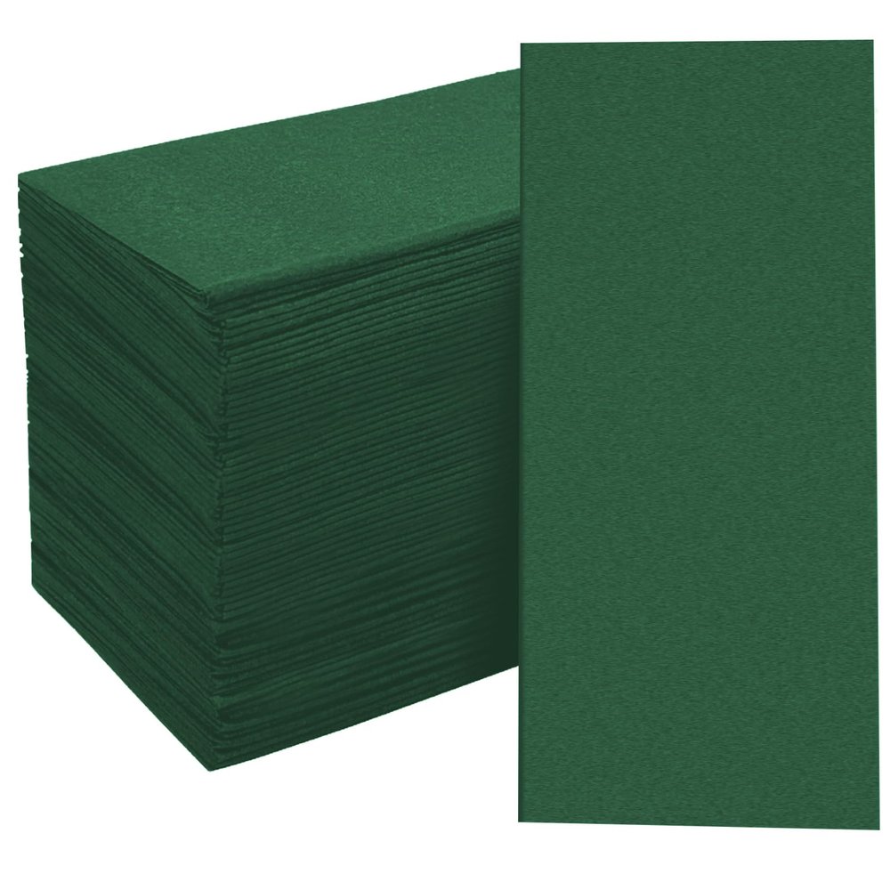 100 Pack Linen Like Green Napkins Disposable Guest Paper Hand Towels for Bathroom Soft Absorbent Decorative Dinner Napkins Wedding Party Cocktail Reception Event, 12" x 17"