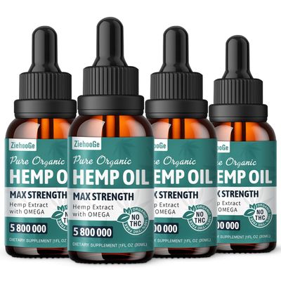 ziehooGe Organic Oil Drops - Maximum Strength 100% Natural Drops 4 Pack