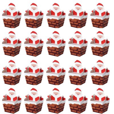 20 Pieces Christmas Small Candy Boxes, 3D Santa Claus Treat Cookies Decorative Gift Box for Xmas Winter Festival Hoilday New Year Party Favors Present Packaging Supplies