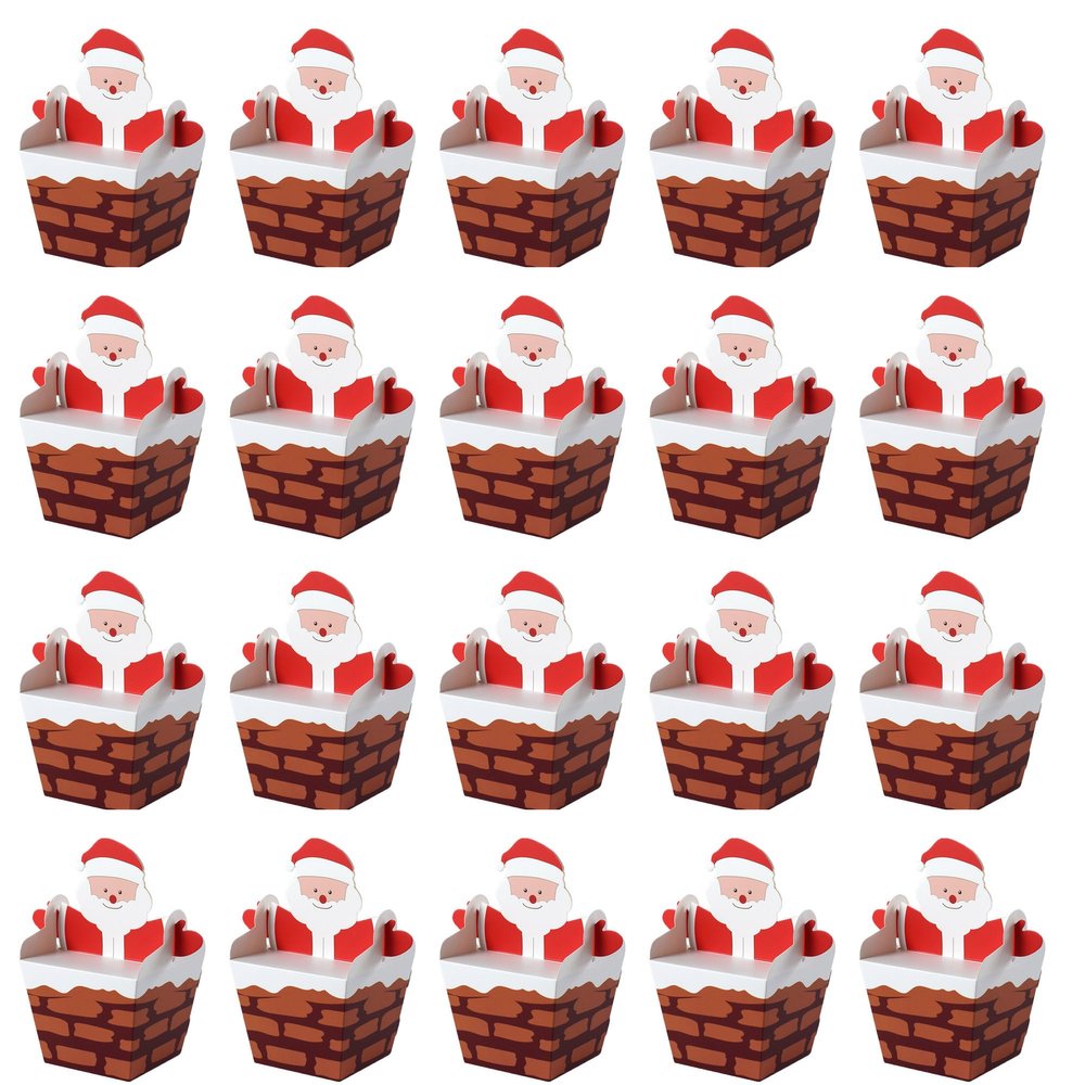 20 Pieces Christmas Small Candy Boxes, 3D Santa Claus Treat Cookies Decorative Gift Box for Xmas Winter Festival Hoilday New Year Party Favors Present Packaging Supplies