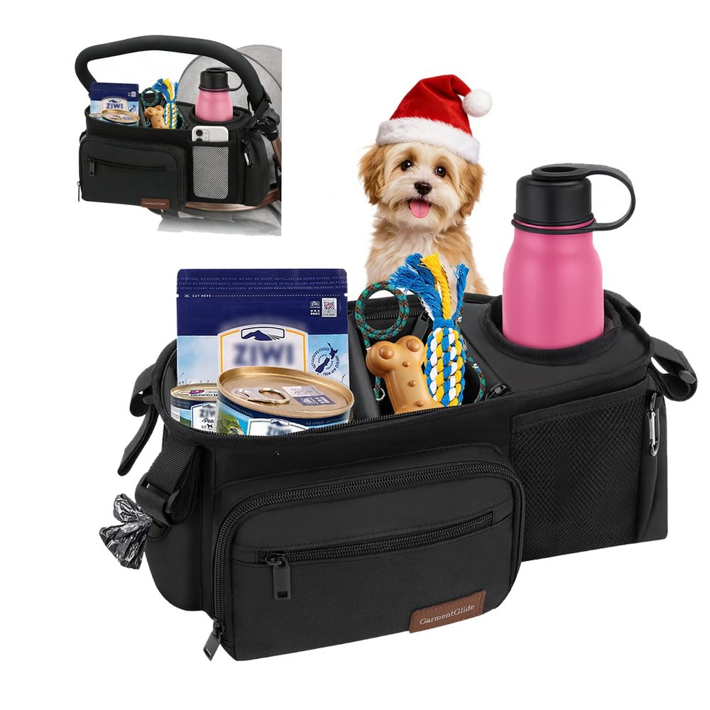 Dog Stroller Bag Fits 1419" Handles, Pet Stroller Caddy with Cup Holder