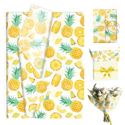 50 Sheets Summer Fruit Tissue Paper, 14 x 20 Inch Watercolor Orange Pineapple Strawberry Peach Gift Wrapping Papers Candy Bouquet Flower Package Paper for Birthday Baby Shower Craft Decor (Pineapple)