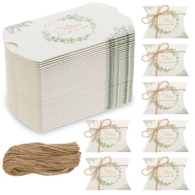 FALESOUL 100 PCS 3.5Inch x 5.5Inch Paper Gift Boxes Multipurpose Box with Eucalyptus Design Paper Empty Present Case for Bridal Shower Party Supplies(Yellow)