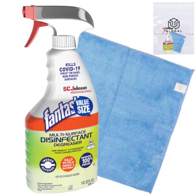 GLOBAL PACKING SOLUTIONS Fantastic Multi Surface Degreaser 32 Fl Oz, Herbal Scent, bundled with Micro Fiber Cloth