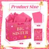 Big Sister Gift Bag for Girls, Hot Pink Big Sister Gift Bag with Tissue Paper and Greeting Card Pink Wrapping Paper Star Butterfly New Sister Party Decoration for Little Girl Birthday Party Supplies view 3