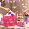 Big Sister Gift Bag for Girls, Hot Pink Big Sister Gift Bag with Tissue Paper and Greeting Card Pink Wrapping Paper Star Butterfly New Sister Party Decoration for Little Girl Birthday Party Supplies view 4