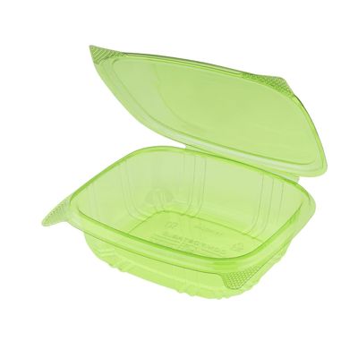 KARAT EARTH 24 oz PLA Hinged Deli Containers with Flat Lid, BPI Certificated Disposable Take Out Containers for Pasta Salads, Fruit, Deli Sides, and Home Meal Prep - (Case of 200) - KE-HDC24-G