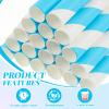 Reallnaive 100 Pack 10mm Wide Jumbo Paper Smoothie Straws - 7.75" x 0.4" Blue Striped Paper Jumbo Straws for Milkshakes Bubble Tea Party Favors Biodegradable & Sturdy view 4