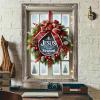 BlissYard Christmas Window Decorations 32x47 Inch Christmas Window Cover Inspirational Plaid Bow Pinecones Berries Snow Frost Trees Windows Silhouette for Indoor Outdoor Holiday Party Decor view 1